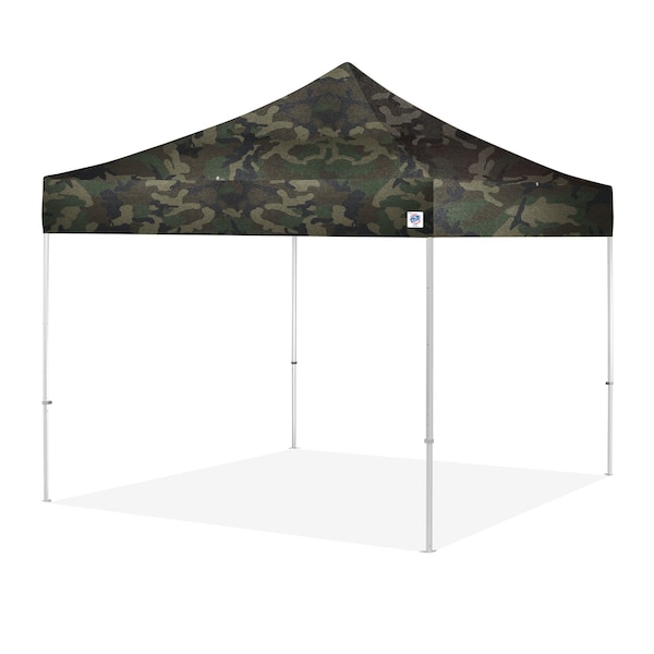 TAA Compliant Shelter, 13' W x 13' L, Gray Aluminum Frame, Woodland Camo Top